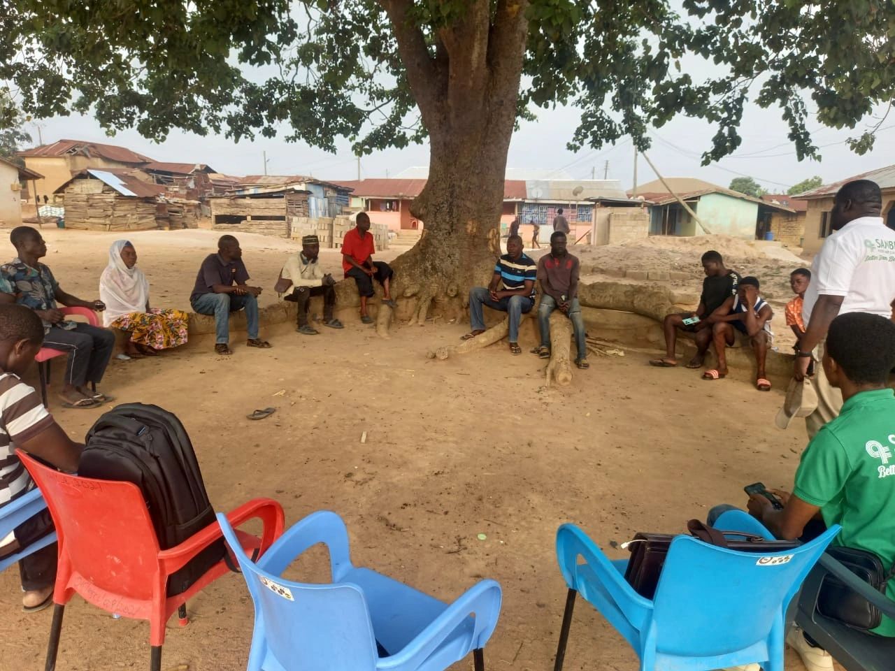 Sanbra Foods facilitating a community discussion in Ghana